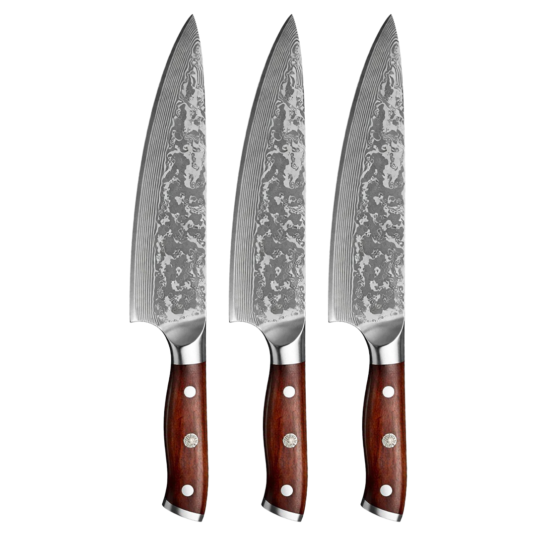3 Damascus knives