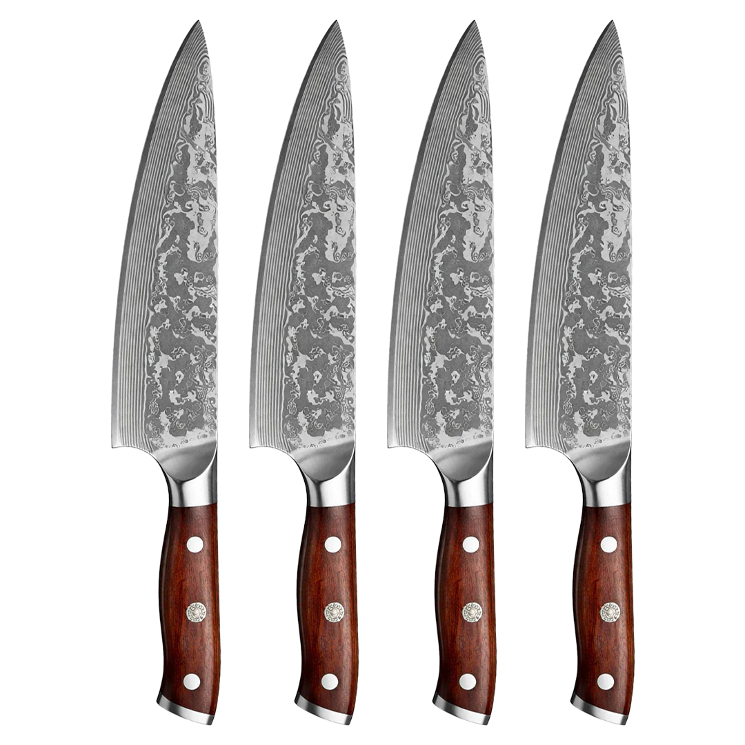 4 Damascus knives